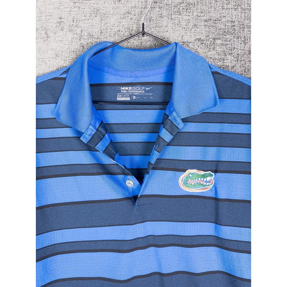Nike Golf Tour Performance Florida Gators XL‎ Striped Dri Fit Golf Short Sleeve